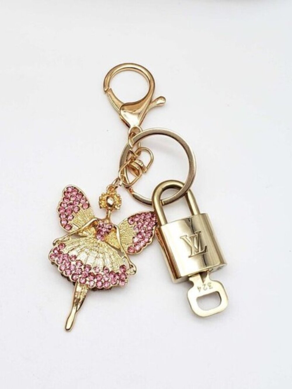 Authentic Louis Vuitton Padlock Gold 🔒 Key Set + Unbranded Fairy Keychain Charm